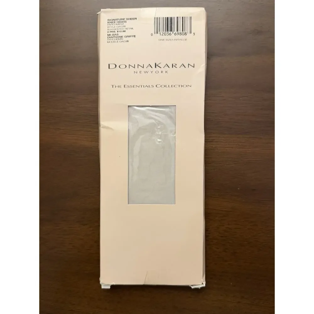 Donna Karan Just Sheer Knee Highs Parchment Beige Grey OAO38 One Size Two Pairs